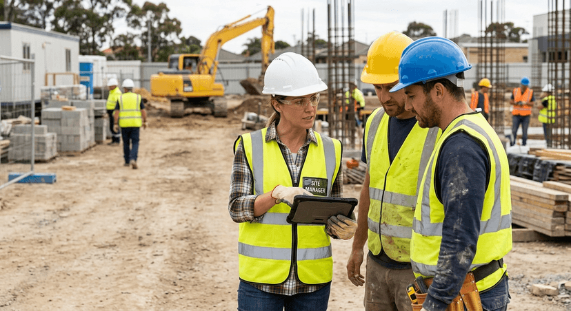 Construction workers on site
